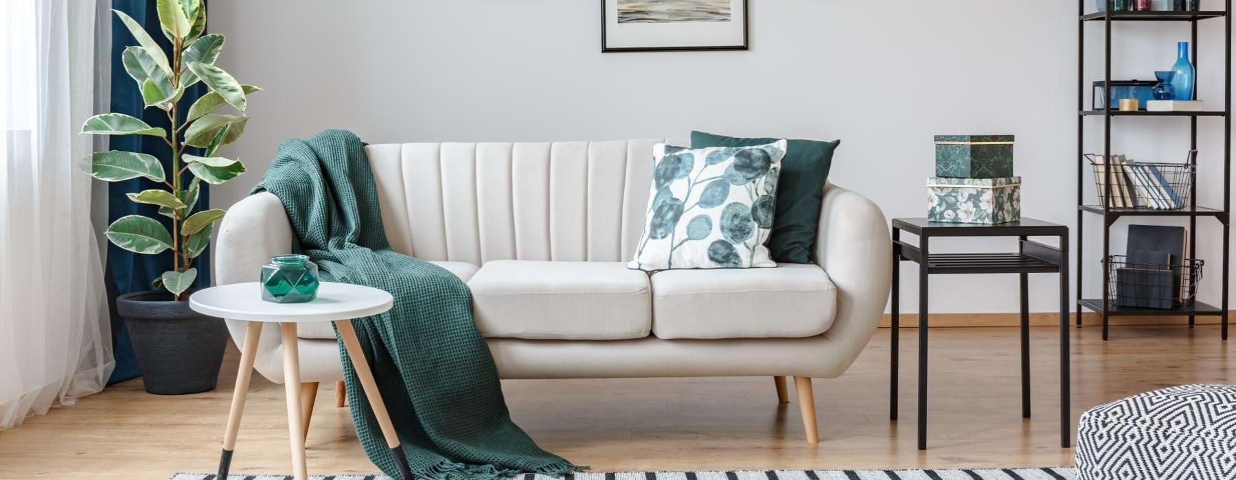 a couch and a table in a room